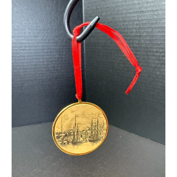 Barlow Scrimshaw Sea Port Tall Ship Christmas Ornament - Picture 2 of 6